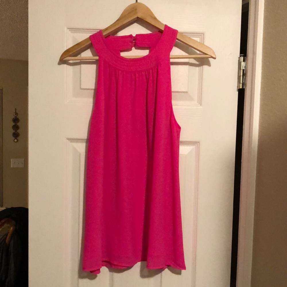 Naked zebra pink chiffon tank top size medium